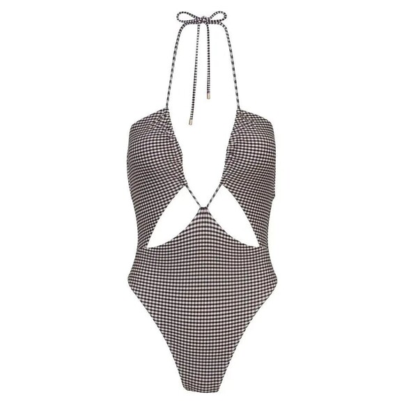 VIX Paula Hermanny womens Lupita One Piece Swimsuit size Small Black Check $248 - Picture 6 of 12